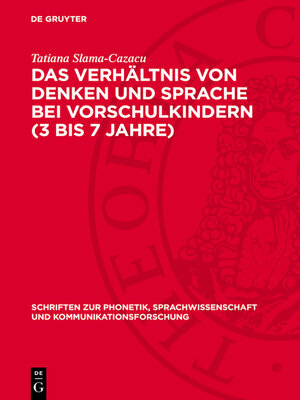 cover image of Das Verhältnis von Denken und Sprache bei Vorschulkindern (3 bis 7 Jahre)